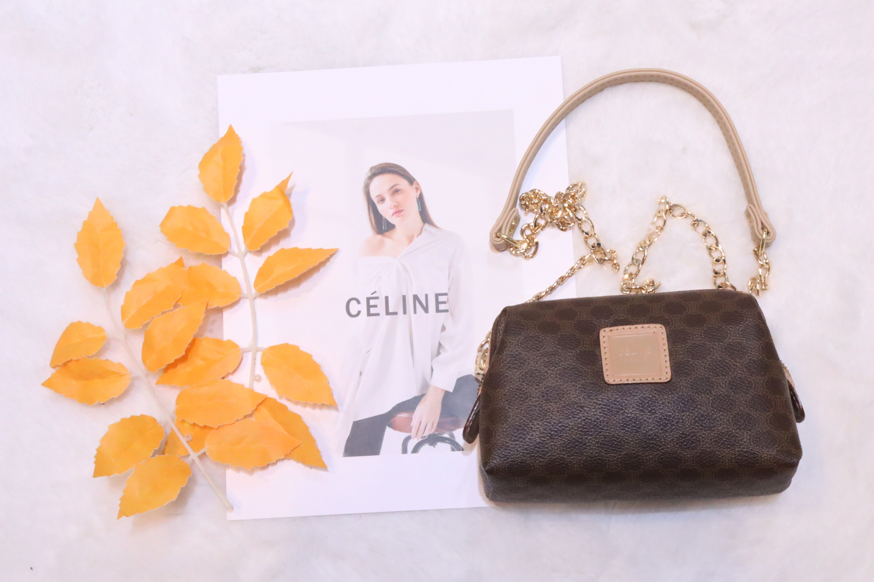 Celine pouch 啡色mini 方型Logo🤎 特別版
