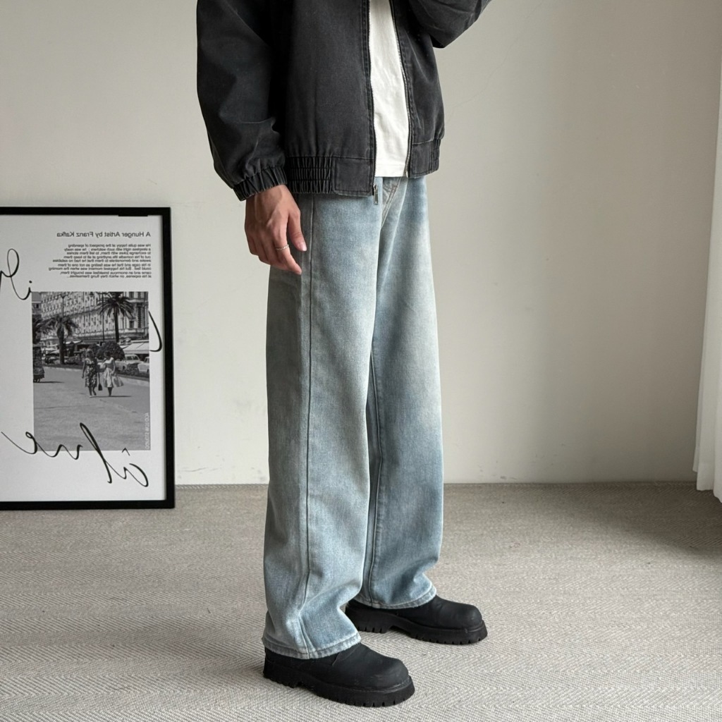 （現貨）NJ021 韓系 素面 微寬鬆 直筒 牛仔褲 長褲