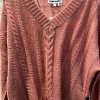 [S] DKNY CABLE KNIT V-NECK SWEATER,MESA ROSE, DJ4R0344-IRM (SD1205)