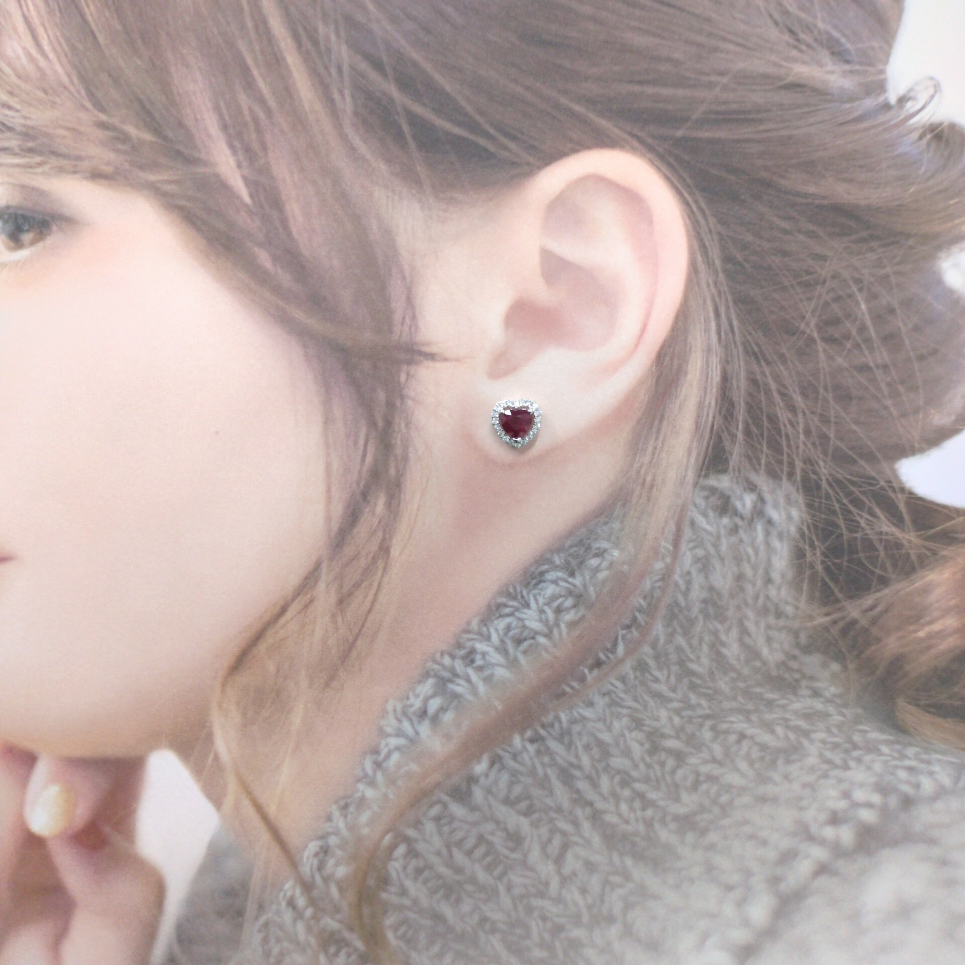 18K White Gold 1.82ct Ruby and Diamond Earrings