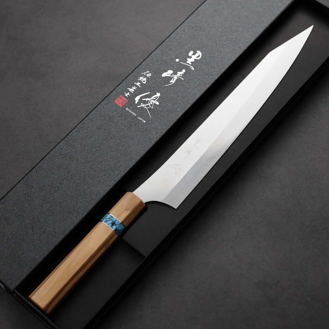 黑崎優 月光 筋引 270mm VG XEOS鋼 橄欖木藍松石環