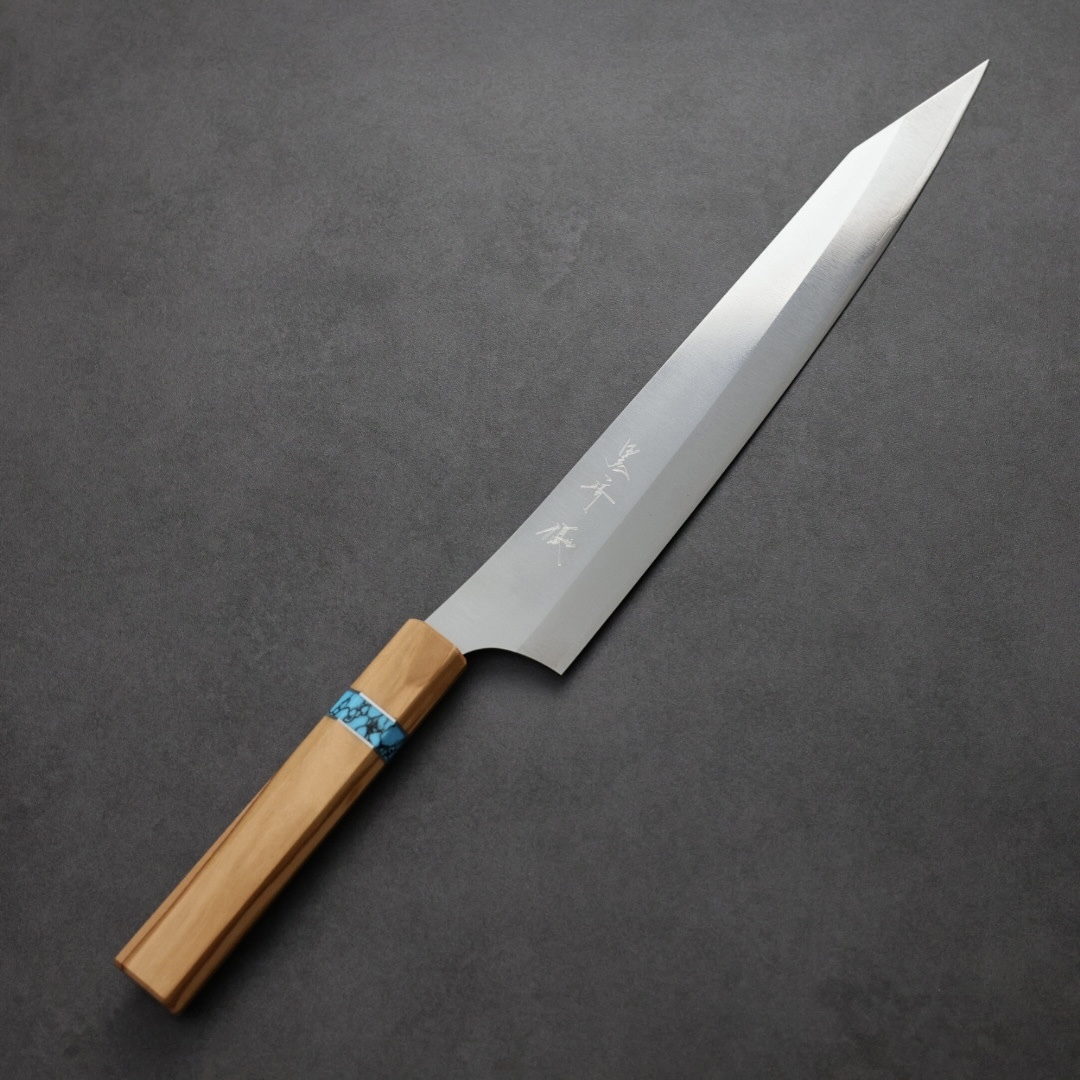 黑崎優 月光 筋引 270mm VG XEOS鋼 橄欖木藍松石環