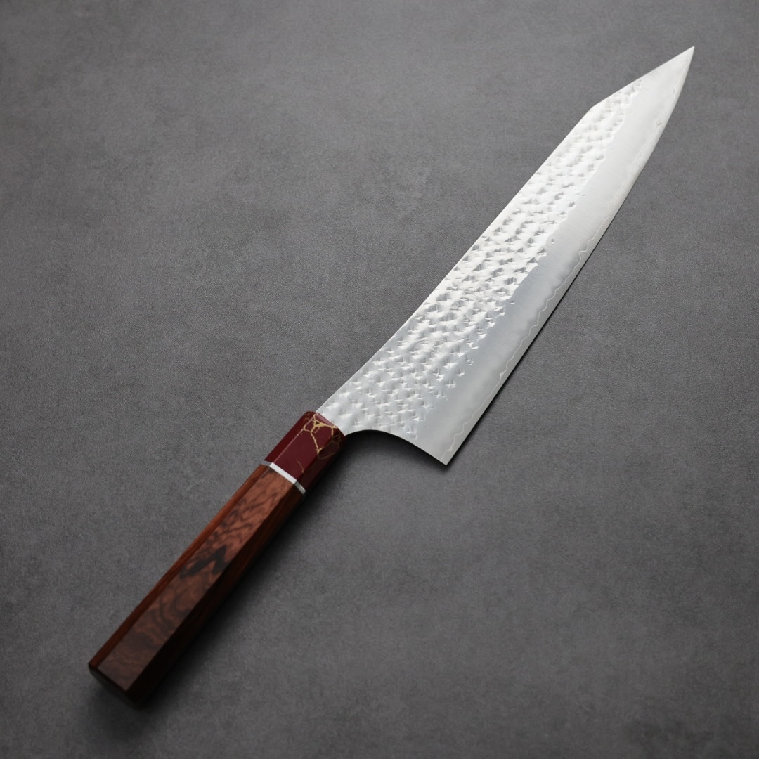 黑崎優 閃光 牛刀 240mm SG2粉末HSS鋼 玫瑰木紅松石