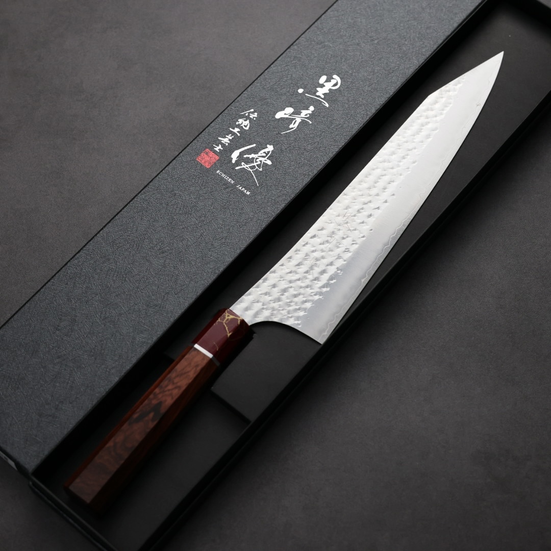 黑崎優 閃光 牛刀 240mm SG2粉末HSS鋼 玫瑰木紅松石