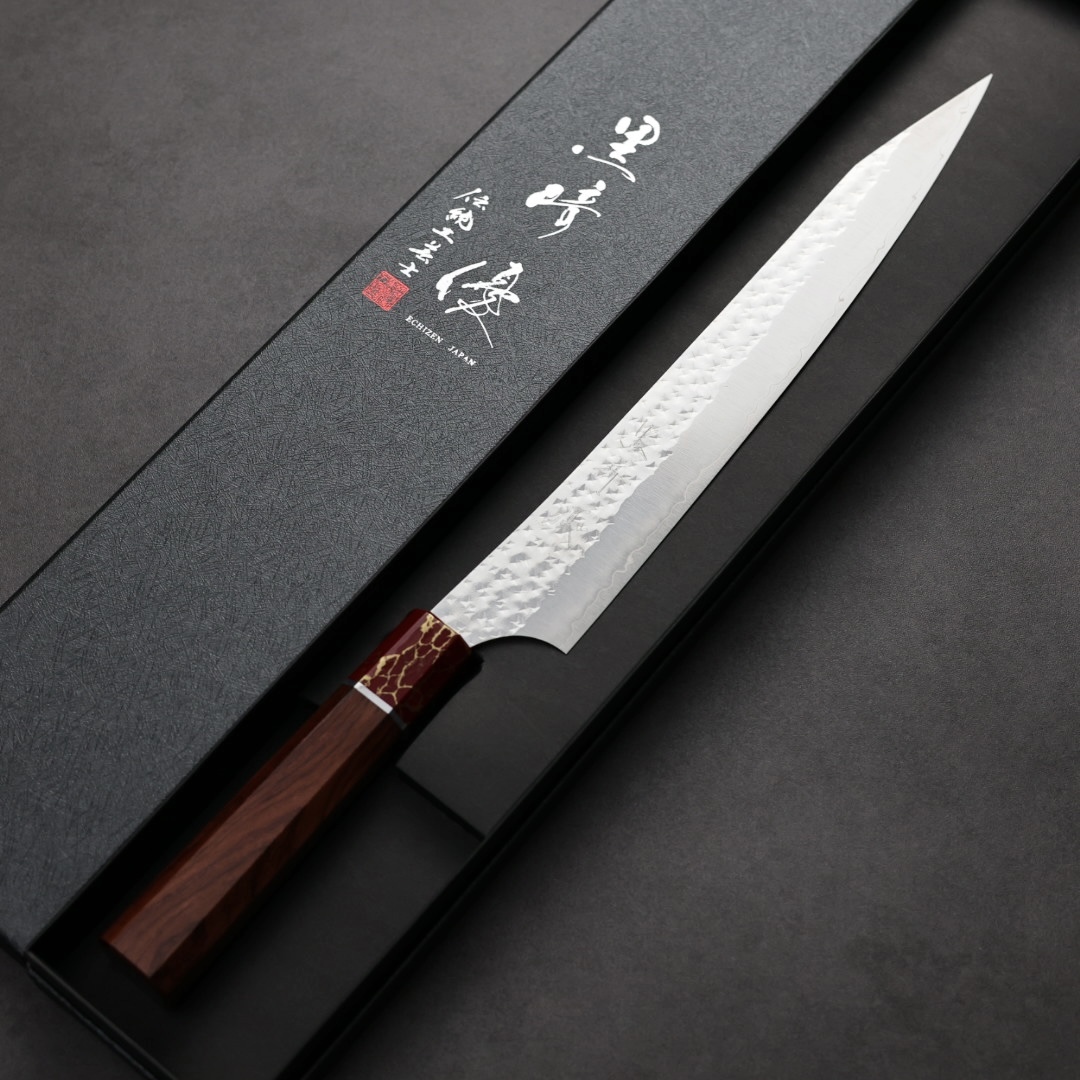 黑崎優 閃光 筋引 240mm SG2粉末HSS鋼 玫瑰木紅松石