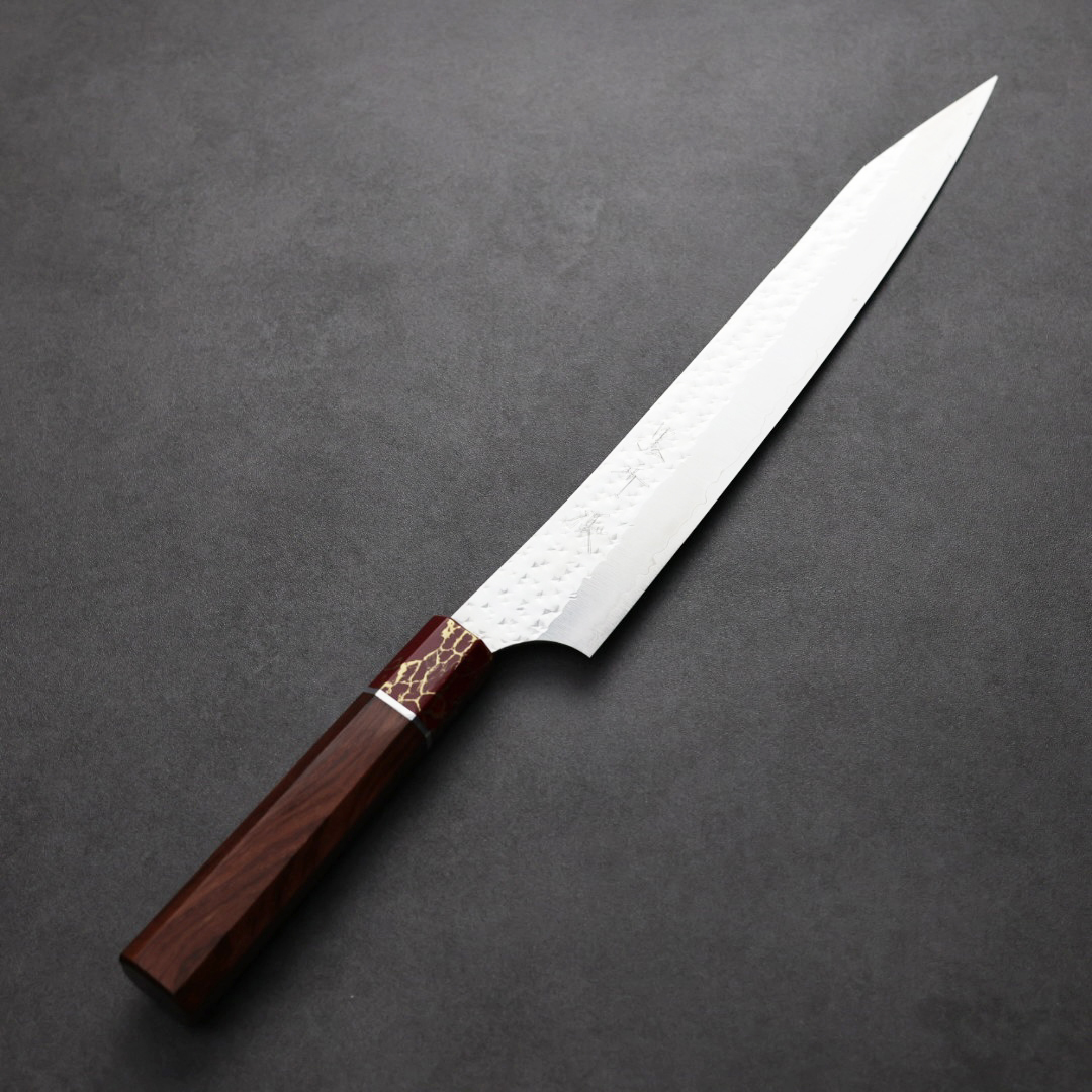 黑崎優 閃光 筋引 240mm SG2粉末HSS鋼 玫瑰木紅松石