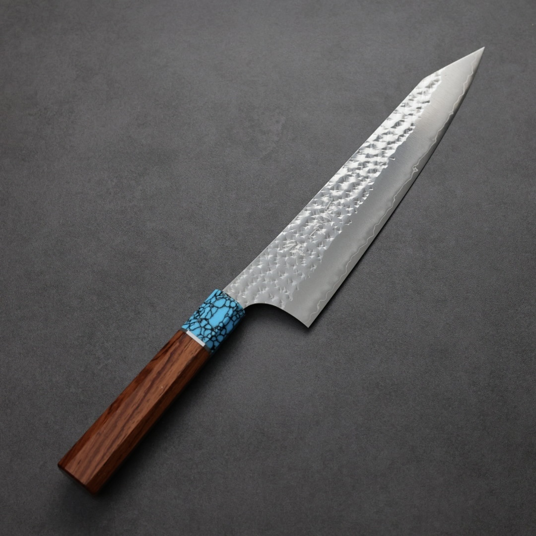 黑崎優 閃光 牛刀 210mm SG2粉末HSS鋼 玫瑰木藍松石