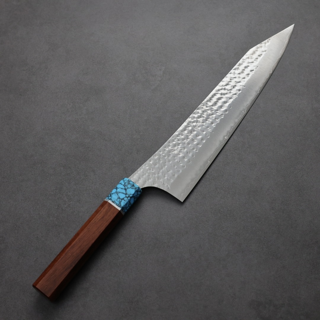 黑崎優 閃光 牛刀 240mm SG2粉末HSS鋼 玫瑰木藍松石