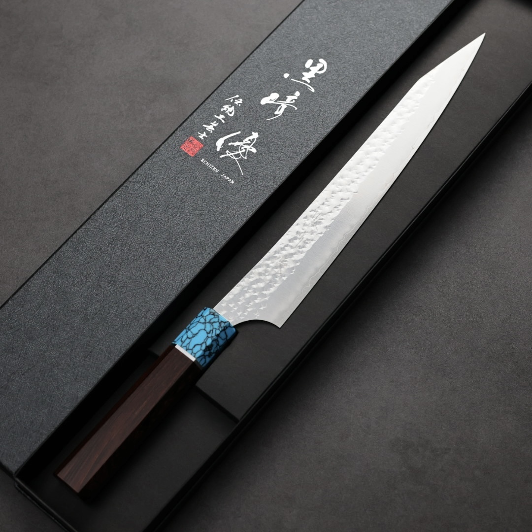 黑崎優 閃光 筋引 240mm SG2粉末HSS鋼 玫瑰木藍松石