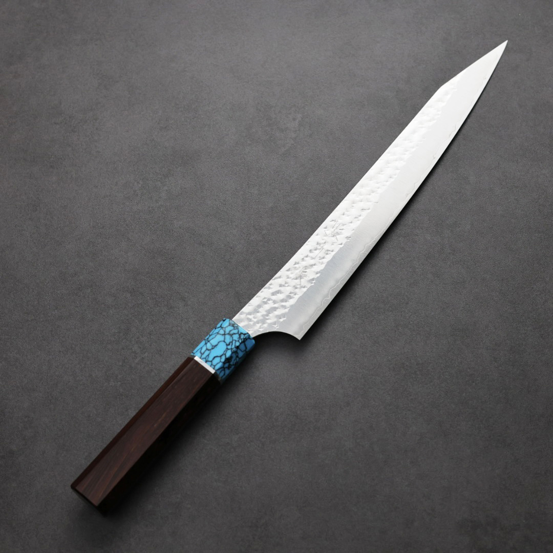 黑崎優 閃光 筋引 240mm SG2粉末HSS鋼 玫瑰木藍松石