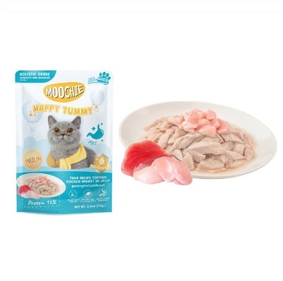 泰國MOOCHIE 貓Postbiotics 維持腸道健康 吞拿魚+雞胸肉 70g【原盒12包】