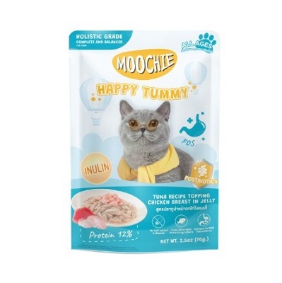 泰國MOOCHIE 貓Postbiotics 維持腸道健康 吞拿魚+雞胸肉 70g【原盒12包】