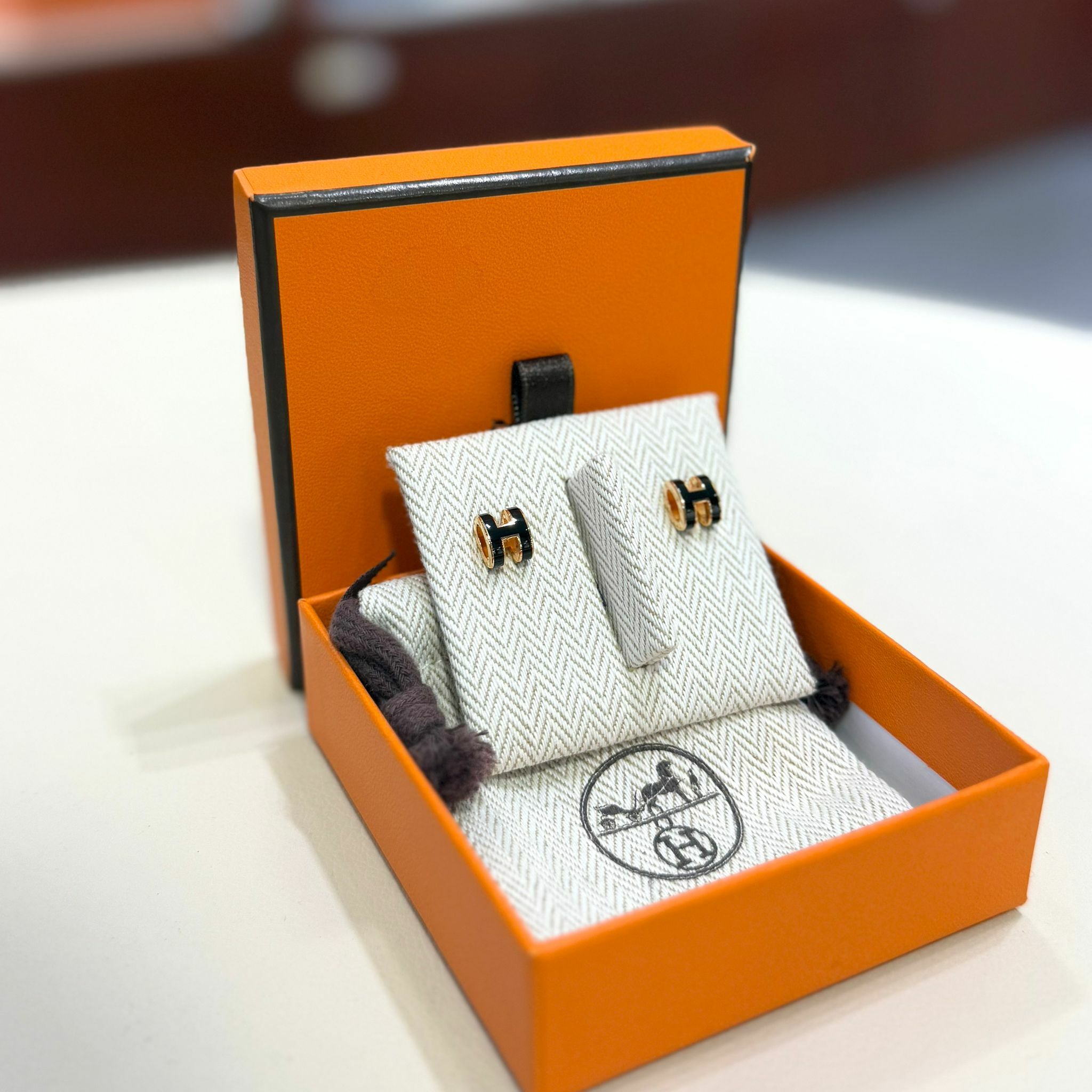 全新HERMES耳環 Mini POP H (黑x玫瑰金) Hermes Earring #BRANDNEW #香榭站正品