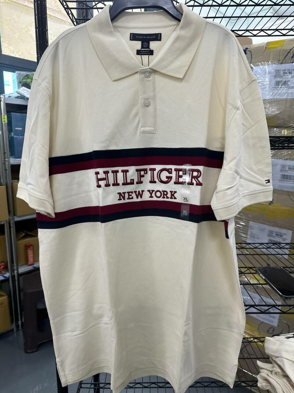 [S] TOMMY HILFIGER REGULAR FIT MONOTYPE COLORBLOCK POLO,WHITE, 78JB579-100 (STH911)