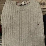 [S] TOMMY HILFIGER LADIES KNIT LONG SLEEVE SHIMMER SWEATER,GREY, 76J5410-030 (STH914)