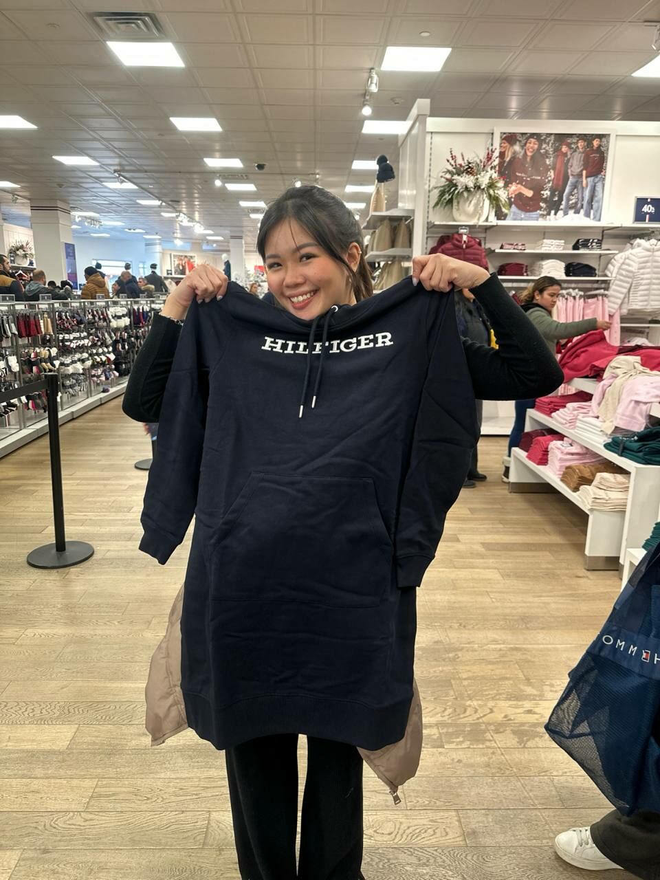 [S] TOMMY HILFIGER HOODIE DRESS,NAVY, 76J5202-410 (STH917)