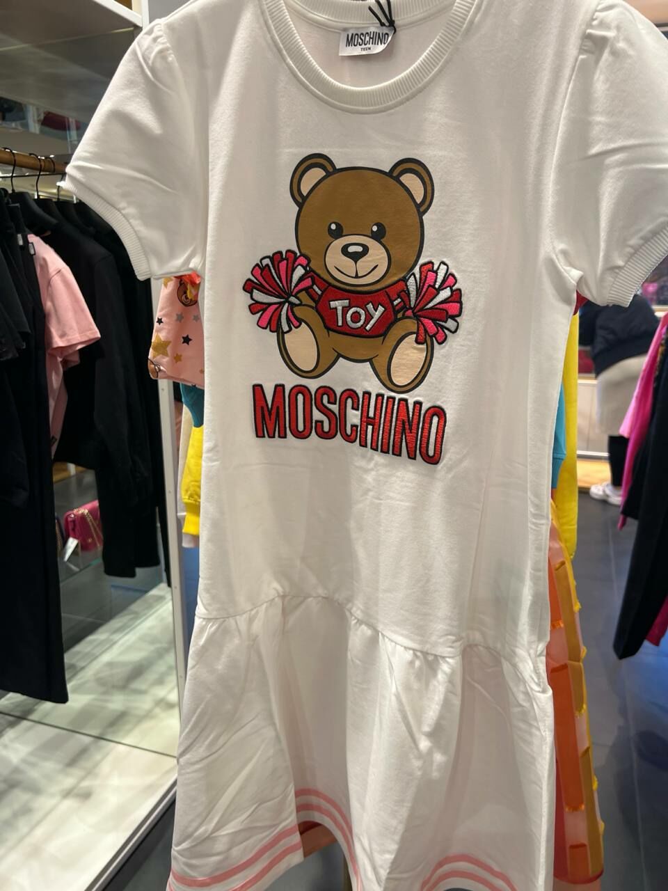 [S] MOSCHINO KIDS TOY BEAR PRINT DRESS,WHITE, HDV0BJLDA12-10101 (SM888)