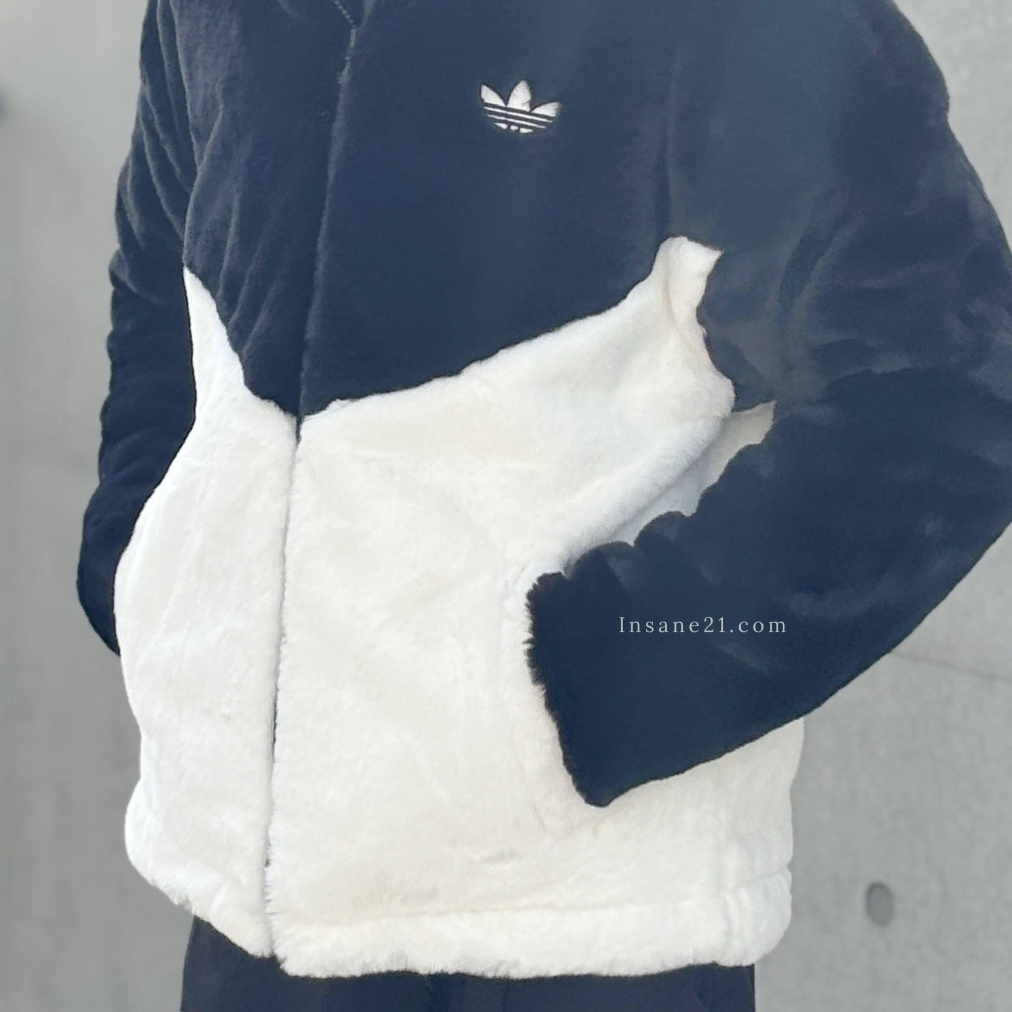 ADIDAS FUR LOGO JACKET 黑白拼接 絨毛外套 保暖 秋冬服飾 IN0981