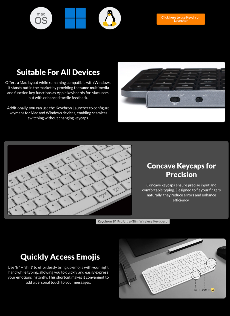 Keychron 鑰匙級B1 Pro Ultra-Slim無線鍵盤