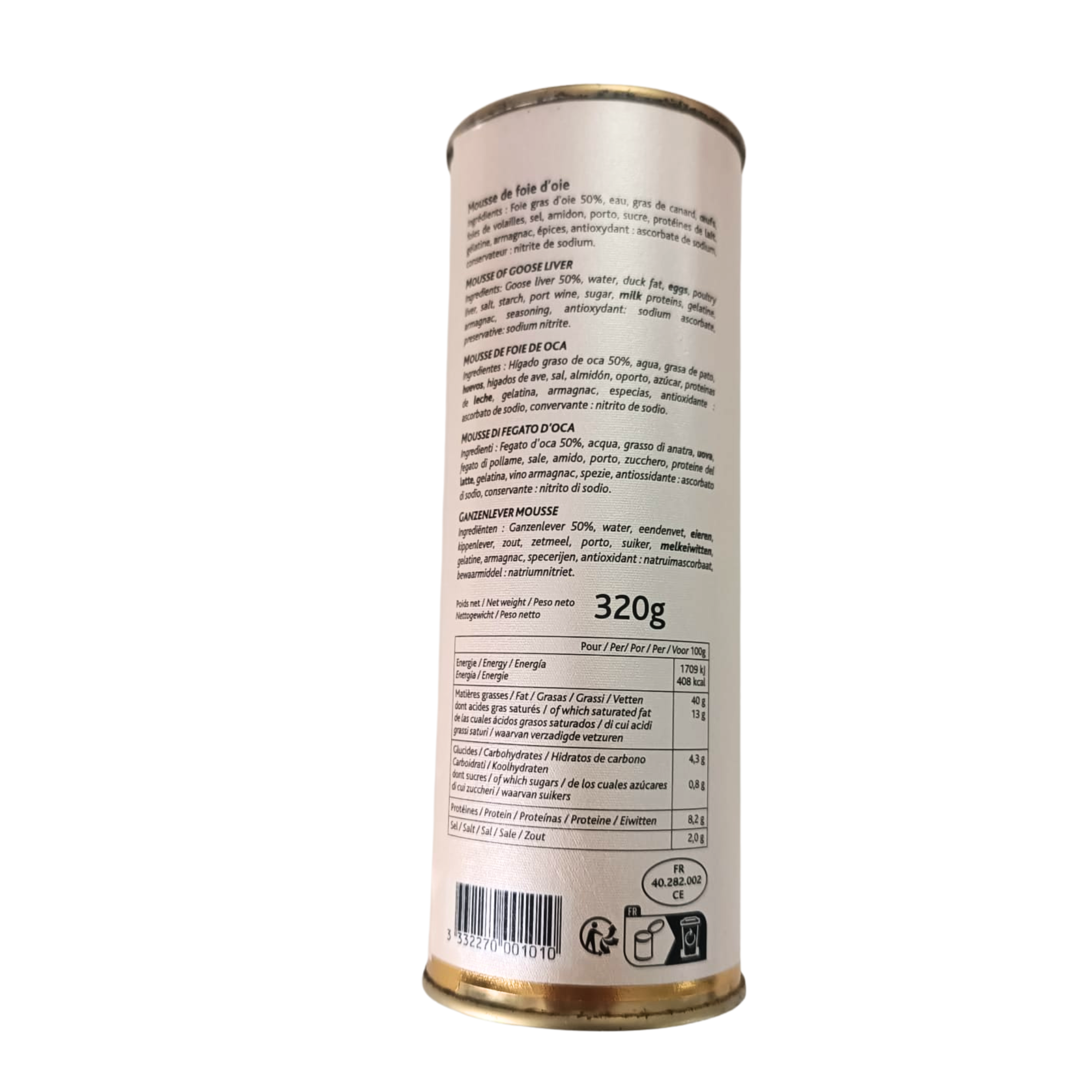 法國 Castaing 鵝肝醬 50%鵝肝 Mousse Goose Liver 320克 /罐+/-5%