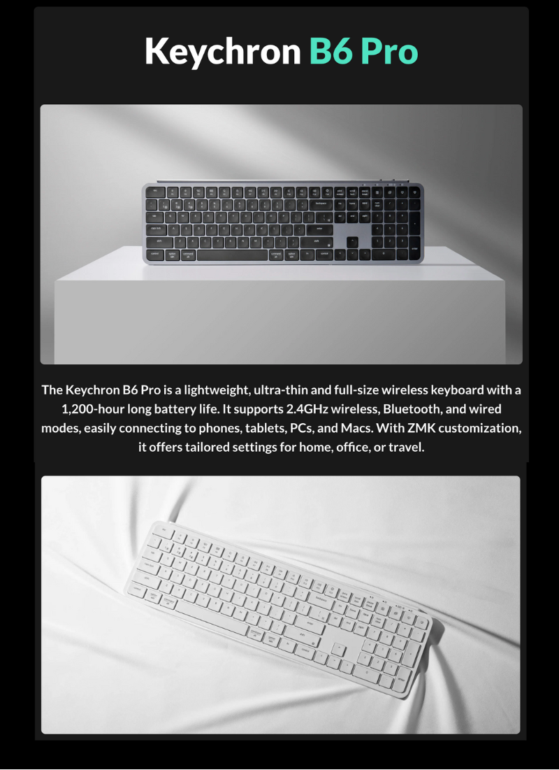 keychron 鑰匙級B6 Pro Ultra-Slim無線鍵盤