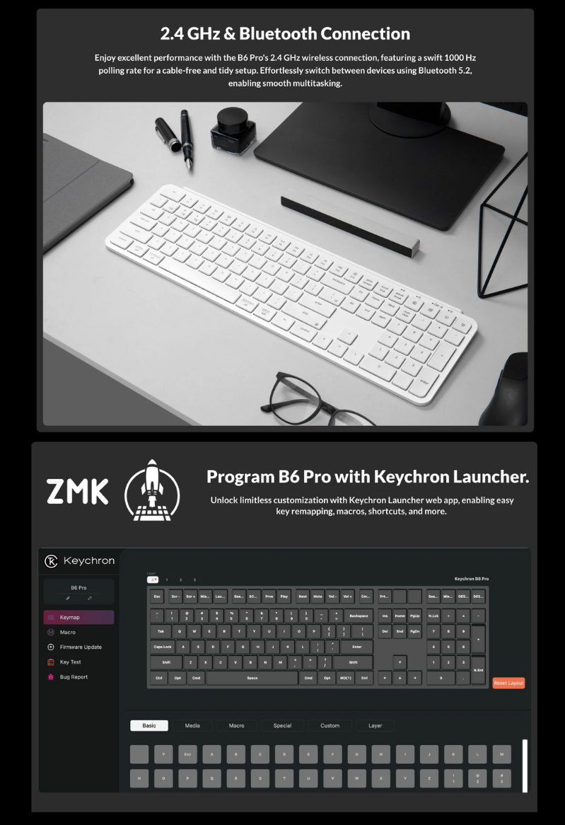 keychron 鑰匙級B6 Pro Ultra-Slim無線鍵盤