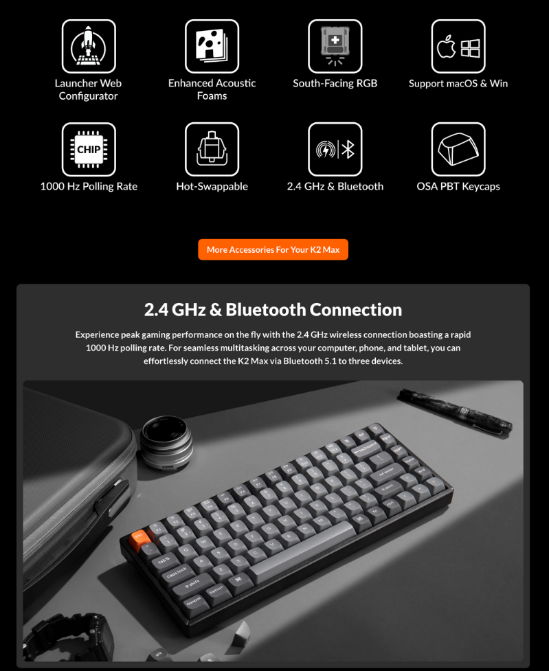Keychron K2 Max QMK 無線機械鍵盤