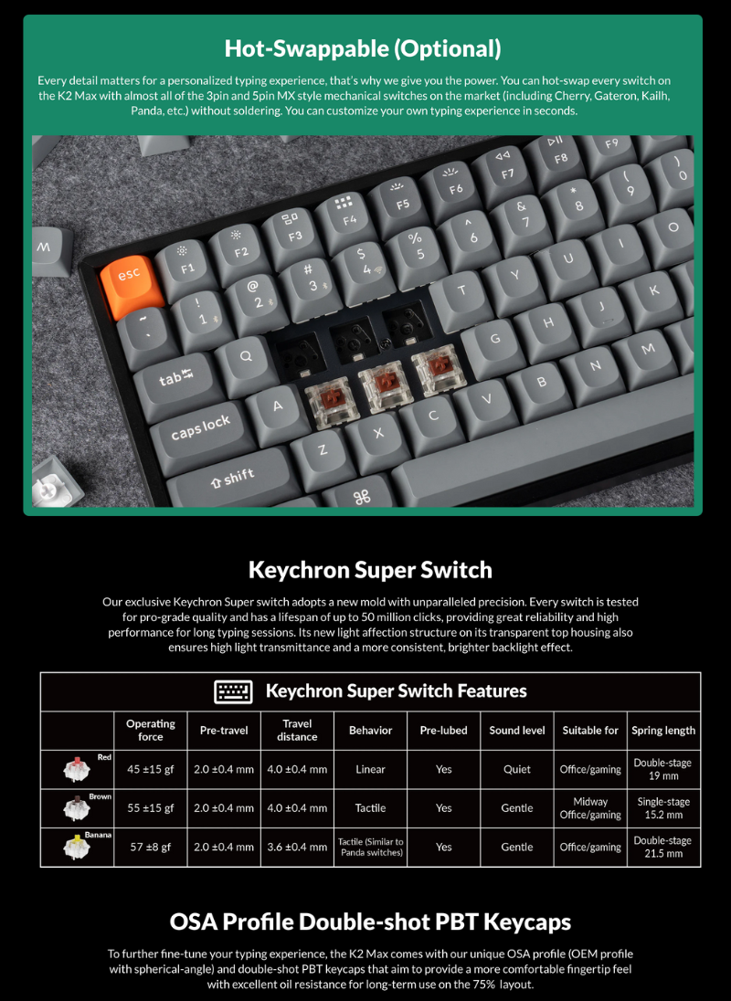 Keychron K2 Max QMK 無線機械鍵盤
