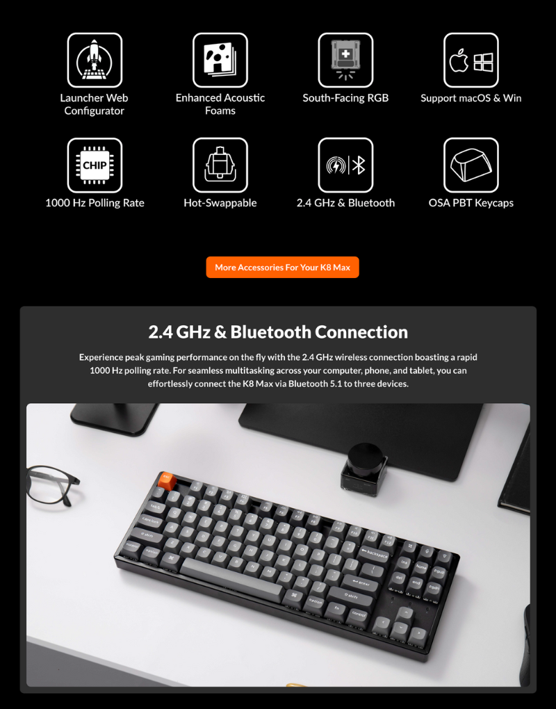 Keychron K8 Max QMK 無線機械鍵盤