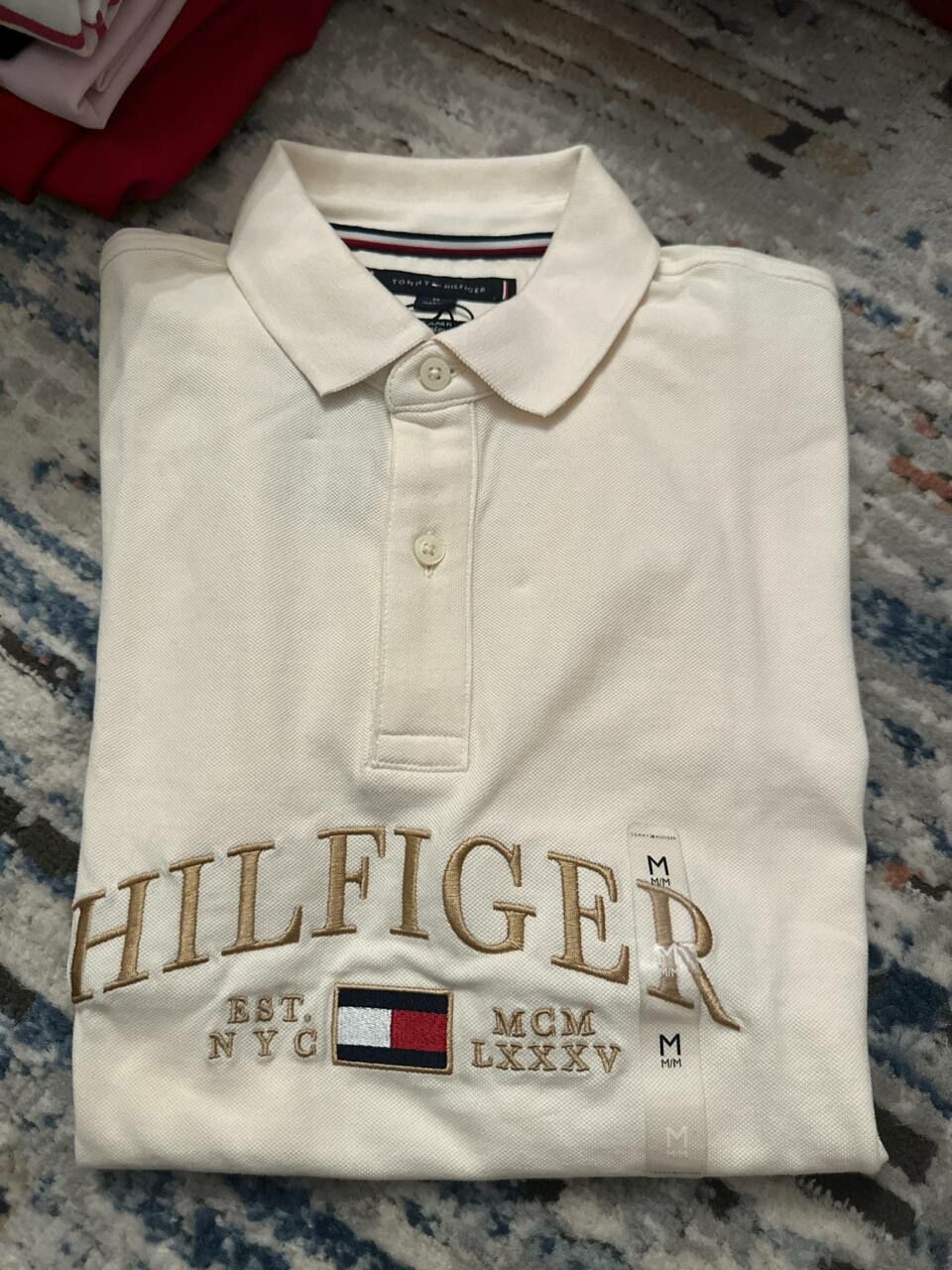 [S] TOMMY HILFIGER MENS REGULAR FIT HILFIGER POLO, WHITE, 78JB241-100 (STH939)