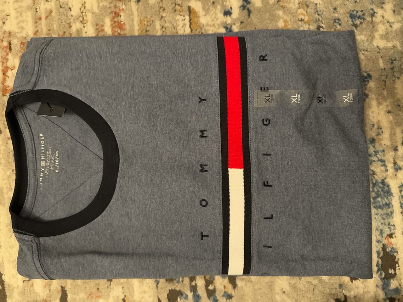 [S] TOMMY HILFIGER MEN SIGNATURE LOGO TEE,DENIM BLUE, 78JA524-462 (STH943)