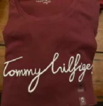 [S] TOMMY HILFIGER LADIES TEE EMBROIDERY LOGO,MAROON, 76J5334-601 (STH944)