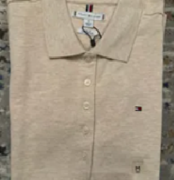 [S] TOMMY HILFIGER LADIES POLO TEE,BEIGE, 76J5199-280 (STH946)