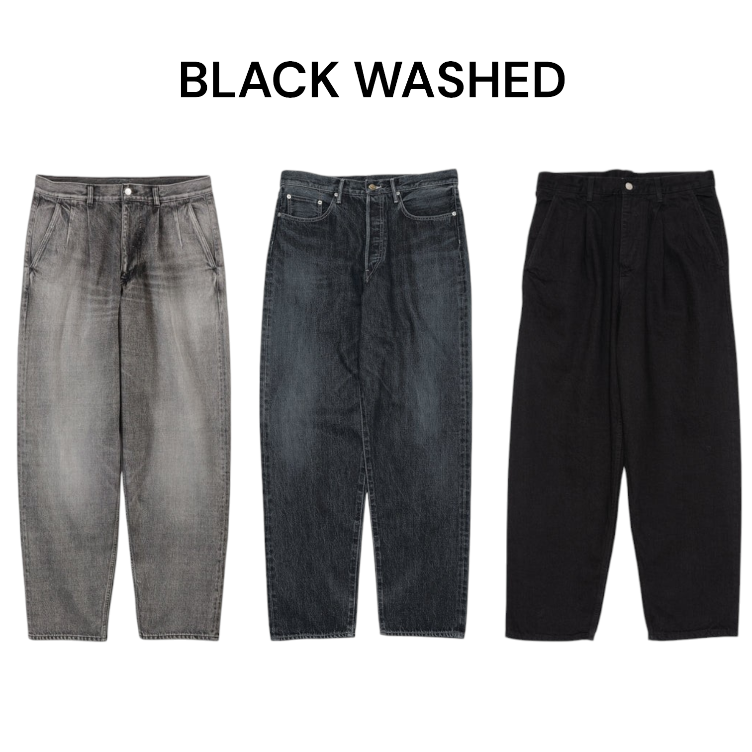 2025AW GRAPHPAPER SELVAGE DENIM TWO TUCK TAPERED PANTS 寬版 / 錐形褲 黑色 / 藍色 水洗 丹寧 牛仔褲