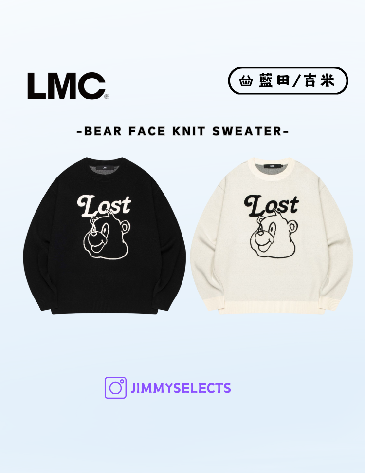 【代購】LMC BEAR FACE KNIT SWEATER 針織 衛衣 長袖 0LM45SKN502