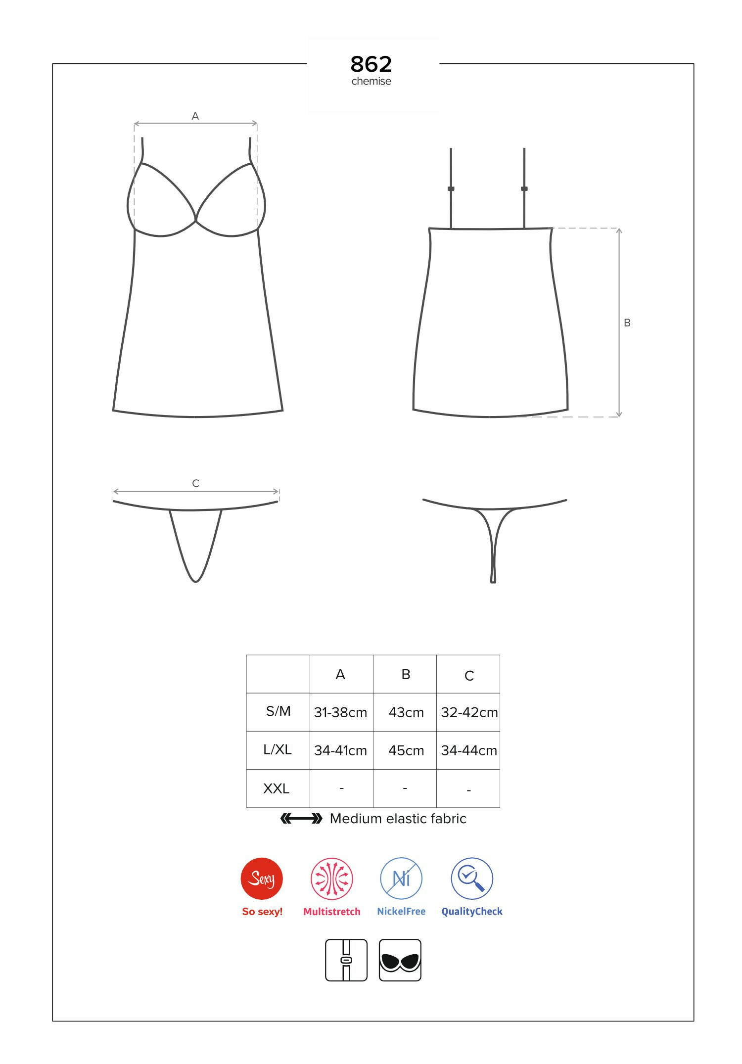 Obsessive - 862-CHE-1 chemise & thong - S/M/L/XL