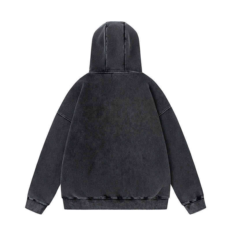 CAKE / Water Droplets Zip Hoodie - Washed Black