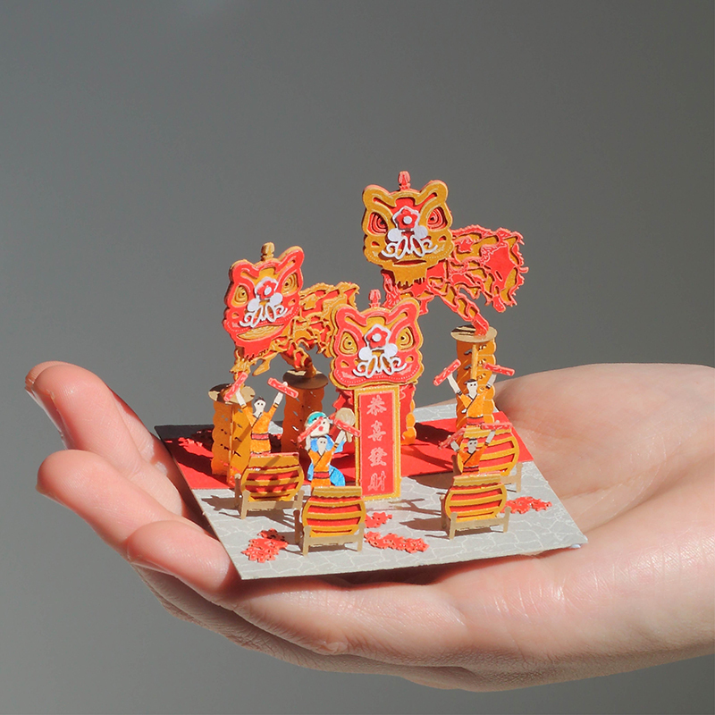 指藝 舞獅 - FingerART 紙藝模型