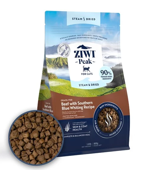 ZiwiPeak - 微蒸風乾貓糧草飼牛肉配南藍鱈食譜 (800G/2.2KG)