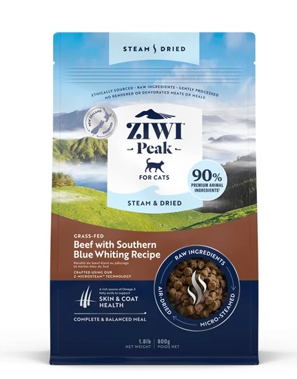 ZiwiPeak - 微蒸風乾貓糧草飼牛肉配南藍鱈食譜 (800G/2.2KG)