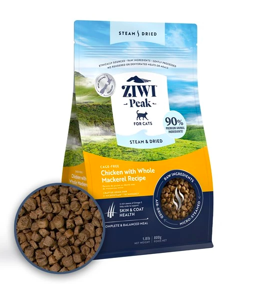 ZiwiPeak -微蒸風乾貓糧 放養雞配原條鯖魚食譜  (800G/2.2KG)