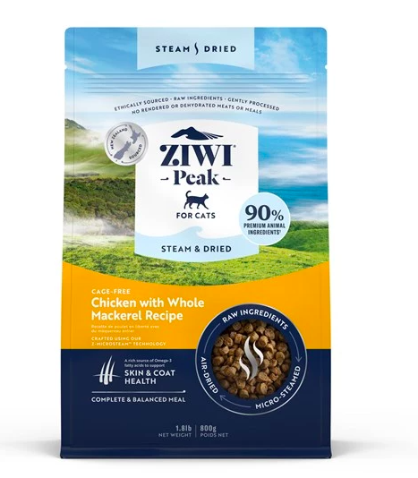 ZiwiPeak -微蒸風乾貓糧 放養雞配原條鯖魚食譜  (800G/2.2KG)