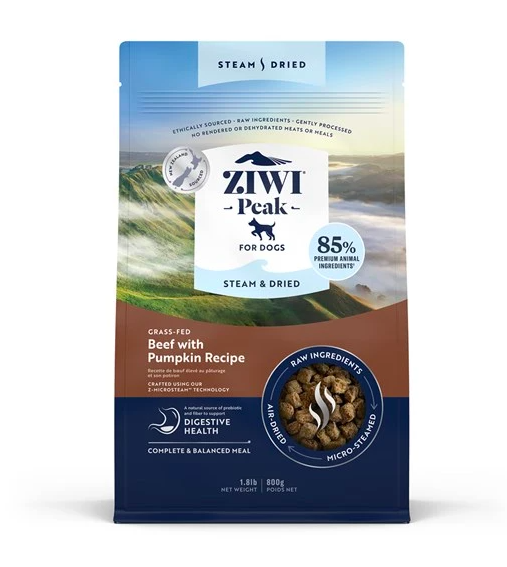 ZiwiPeak - 微蒸風乾狗糧草飼牛肉配南瓜 食譜 (800G/1.5KG/3.2KG)