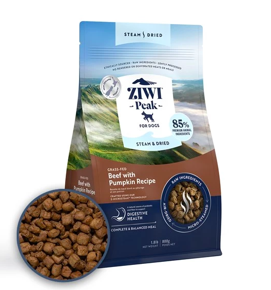 ZiwiPeak - 微蒸風乾狗糧草飼牛肉配南瓜 食譜 (800G/1.5KG/3.2KG)