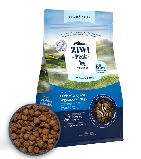ZiwiPeak - 微蒸風乾狗糧 草飼羊肉 配綠色蔬菜食譜 (800G/1.5KG/3.2KG)