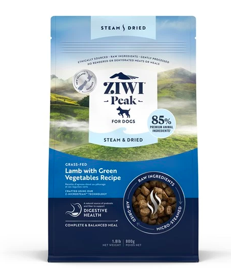 ZiwiPeak - 微蒸風乾狗糧 草飼羊肉 配綠色蔬菜食譜 (800G/1.5KG/3.2KG)