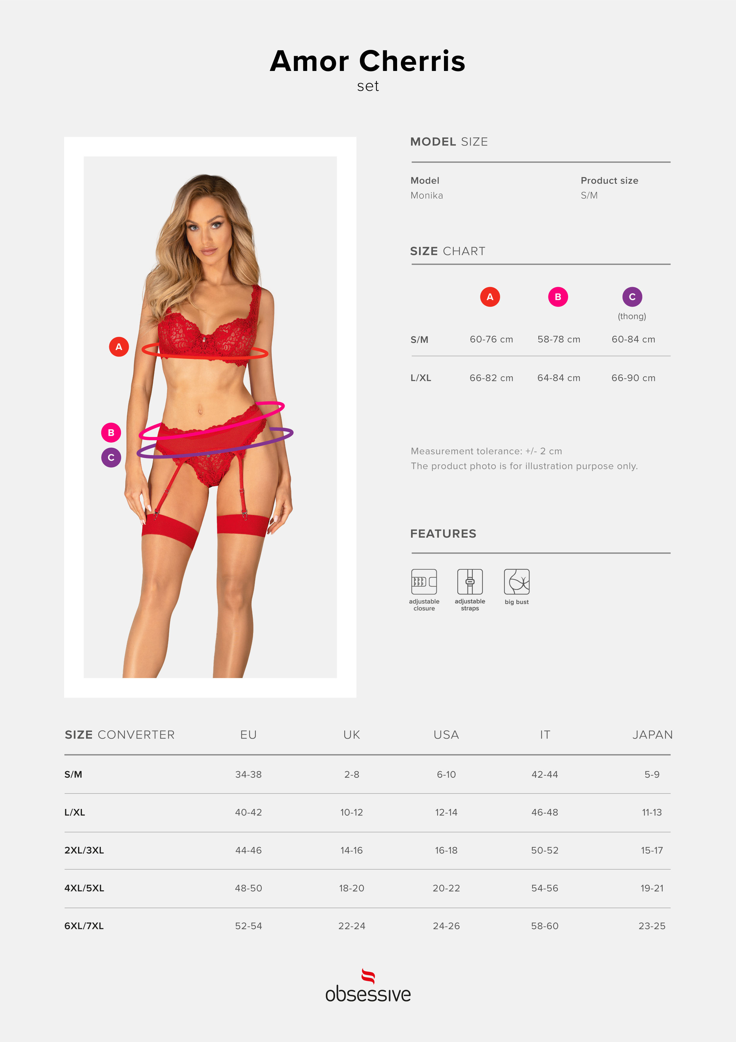 Obsessive - Amor Cherris 3-pcs set - S/M/L/XL