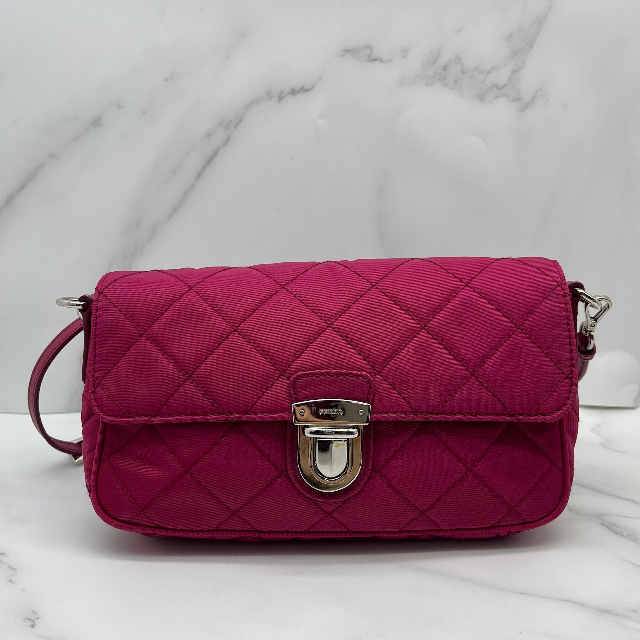 Prada Nylon Tessuto Impuntu Crossbody Bag (deep red )