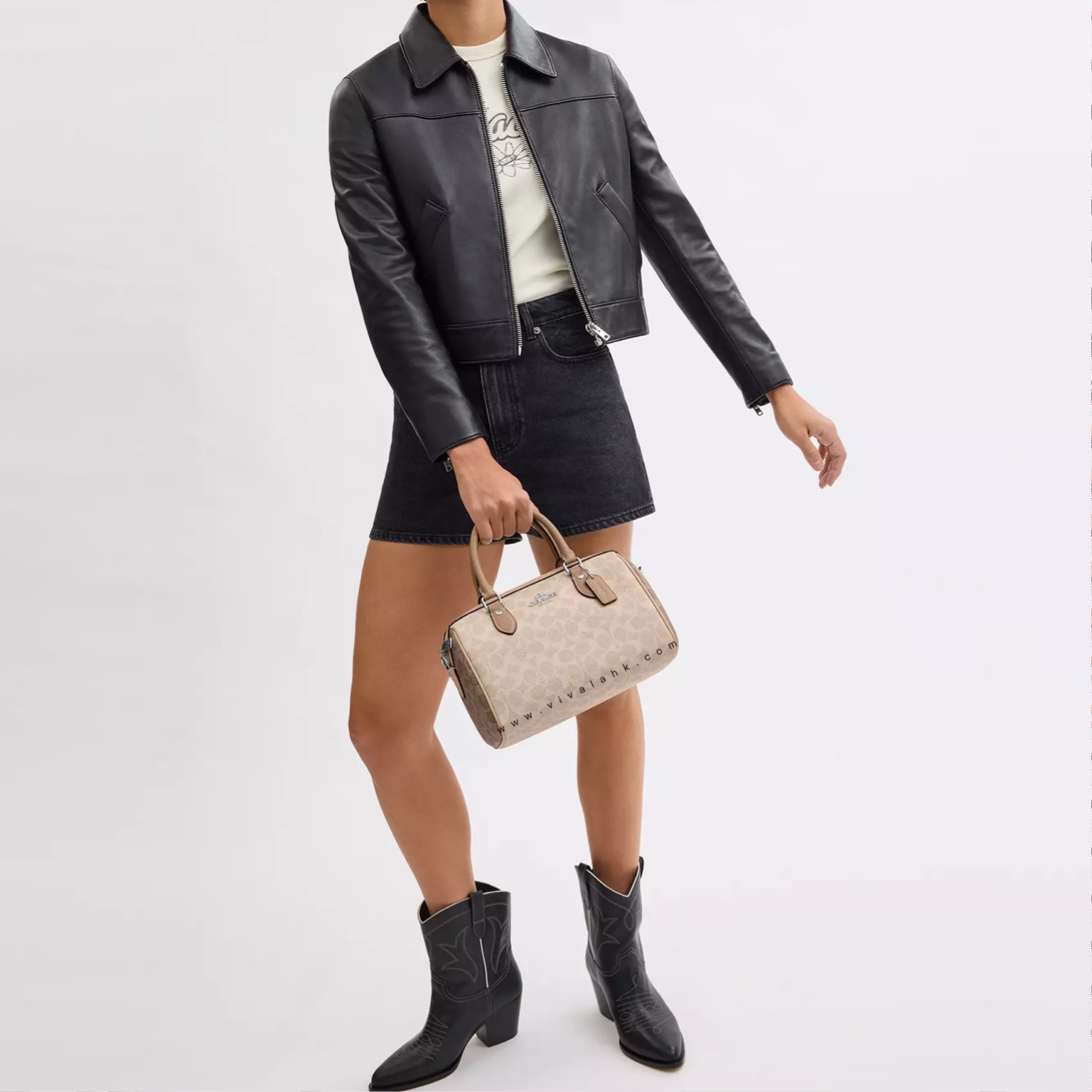 Coach - Rowan 手提+斜孭多用袋 (拼色C字暗花) (CW377)