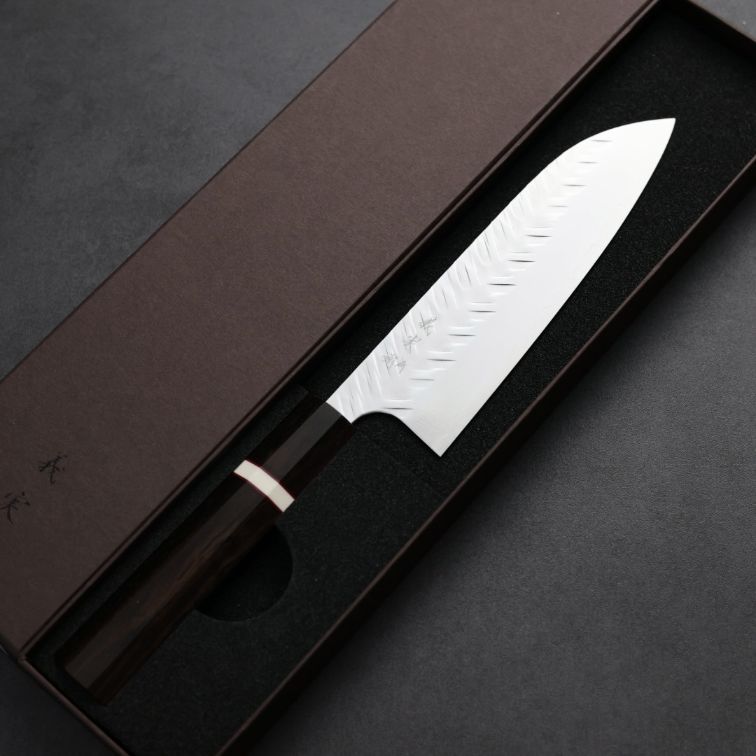 加藤義實 V鎚目 三德刀 170mm SG Strix 黑檀白環